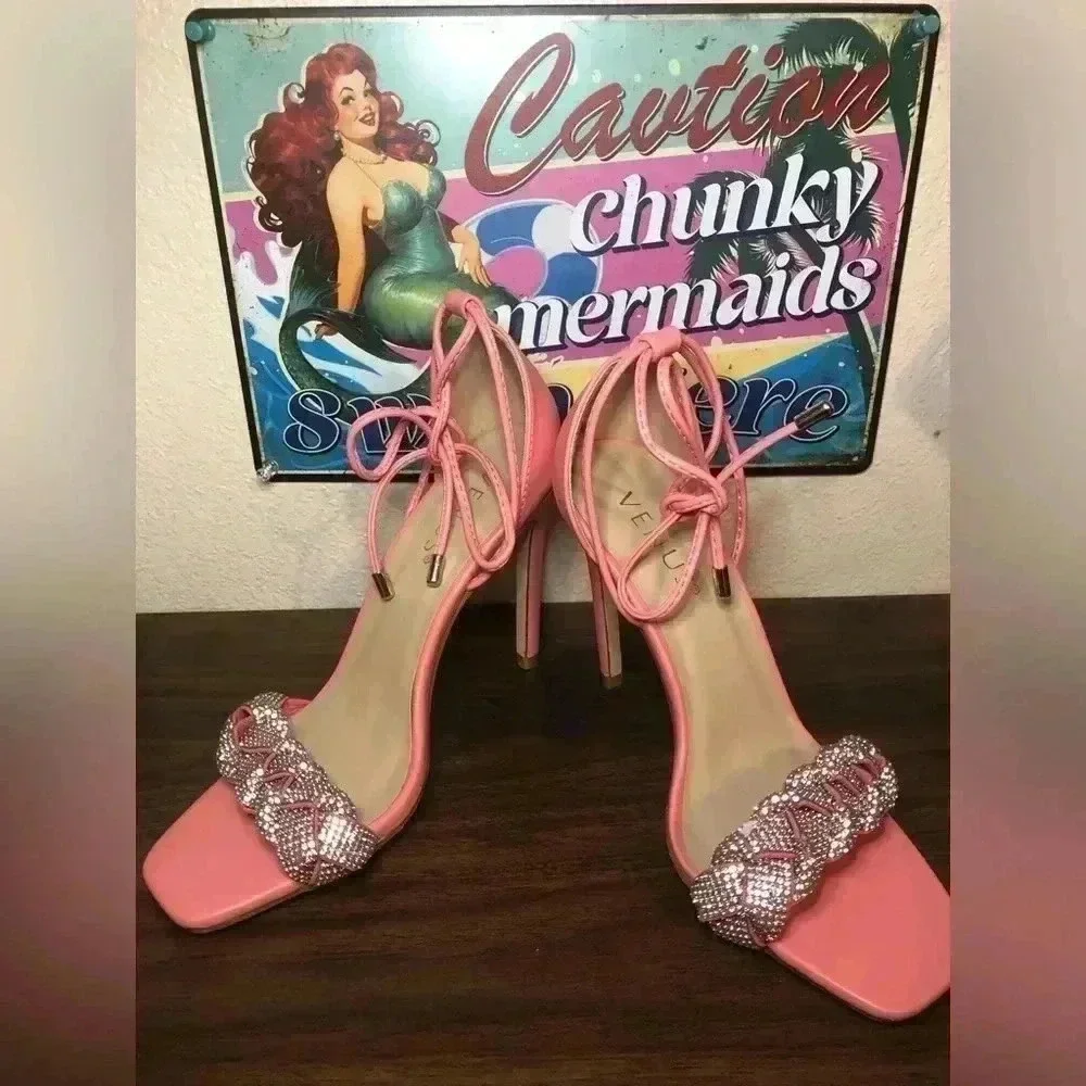VENUS Pretty in Pink Open Toe Heels